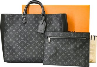 Louis Vuitton Black Monogram Eclipse Handbag Pouch Tote Bag (Pre-Owned)