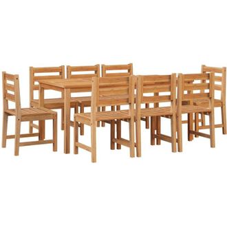 vidaXL Juego De Comedor Para Jard&iacute;n 9 Piezas Madera Maciza De Teca Vidaxl