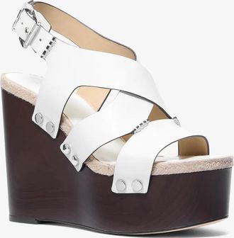 Michael Kors Raven Studded Leather Wedge Sandal