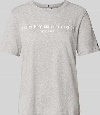 Tommy Hilfiger Regular Fit T-Shirt aus reiner Baumwolle in Hellgrau Melange, Größe XXL
