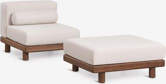 Sklum Conjunto De Jard&iacute;n Con Sill&oacute;n Y Puff En Acacia Edrien Sklum