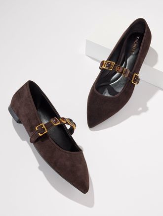 Talbots Payton Mary Jane Flats - Suede - Dark Chocolate - 10 1/2 M Talbots
