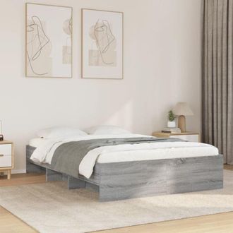 vidaXL Estructura De Cama Madera De Ingenier&iacute;a Gris Sonoma 135x190 Cm Vidaxl