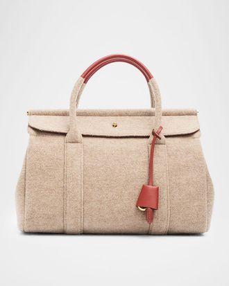 Loro Piana Loom L32 Cashmere & Leather Top-Handle Bag