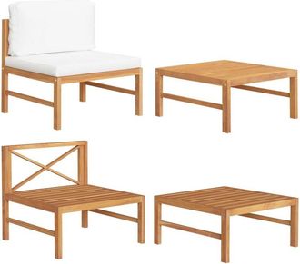 vidaXL Set De Muebles De Jard&iacute;n 2 Pzas Madera De Teca Y Cojines Crema Vidaxl