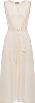 Woolrich Ivory Linen Blend Midi Dress With Matching Belt