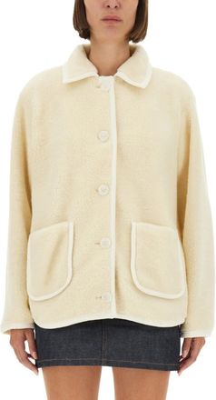 A.P.C. White Solid Shirt Collar Jacket