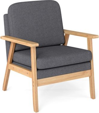 Costway Mid-Century Accent Chair Upholstered Armchair Living Room