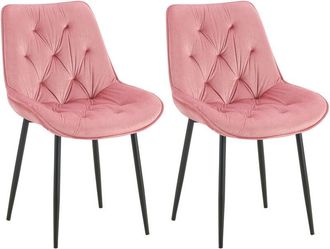 Clp Lote De 2 Sillas De Comedor Terciopelo Wallace Rosa