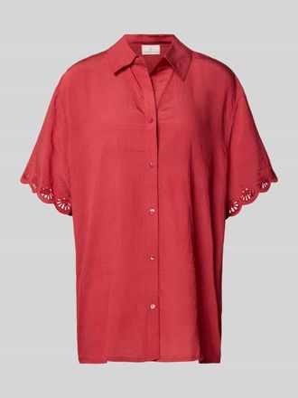 Watercult Relaxed Fit Bluse mit Lochstickerei an den &Auml;rmeln in Koralle, Gr&ouml;&szlig;e L