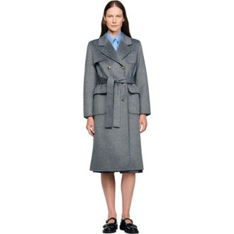 Sandro Double-faced check coat in Grey at Nordstrom, Size 34 Eu