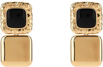 Self Portrait mottled Gold Black Tiered Earrings