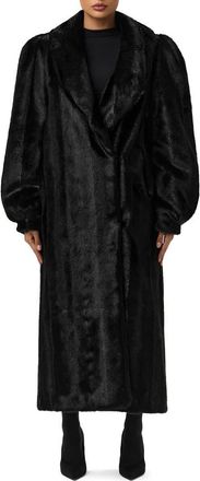 Naked Wardrobe Longline Faux Fur Coat in Black at Nordstrom, Size X-Large