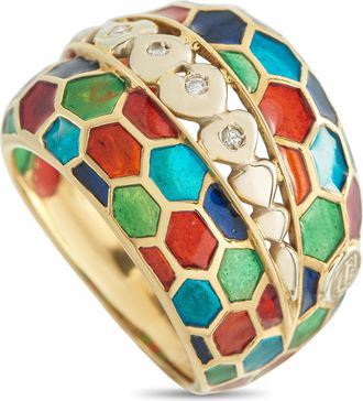 Luxury Bazaar 18K Yellow Gold Diamond and Enamel Ring MF20-050426