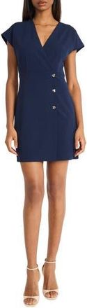 Donna Morgan Cap Sleeve Button Front Minidress in Navy Blazer at Nordstrom Rack, Size 14