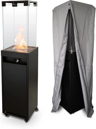 Planika Faro - Chauffage De Terrasse, Gaz Propane, Noir, 8 Kw, Portable Et Autoportant, Pour Jardin Et Terrasse (r&eacute;ducteur + Housse Inclus) - Planika