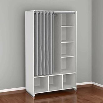 Dmora Dmora - Gran Armario Jal, Muebles De Dormitorio, Vestidor, Armario De Ropa, 105x48 H180 Cm, Blanco Y Gris
