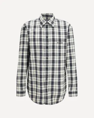 Balenciaga Camicia a quadri con logo ricamato Man 48