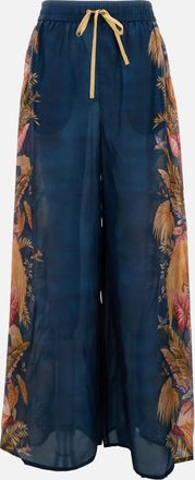 Zimmermann Blue Ascension Printed Silk Trousers