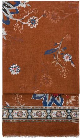 Mango Floral Print Scarf in Burnt Orange at Nordstrom