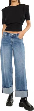 Kancan Mid Rise Studded Wide Leg Jeans In Medium