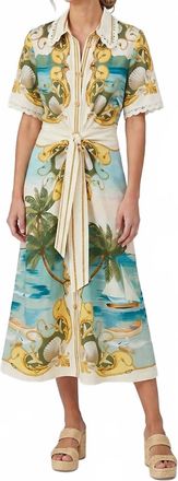 Farm Rio Royal Sea Midi Dress In Multi