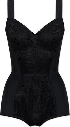Dolce & Gabbana Tops, Dames, Zwart, XL, Bodysuit met kanten inzetstukken