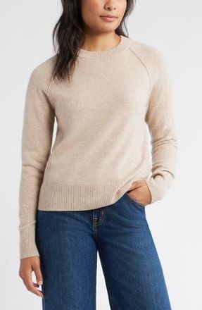 Caslon Raglan Sleeve Wool & Cashmere Sweater in Tan Doeskin Heather at Nordstrom Rack, Size X-Large