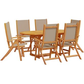 vidaXL Juego Comedor De Jard&iacute;n 7 Pzas Madera Maciza Acacia Y Textileno Vidaxl