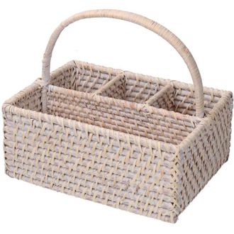 Vacchetti Vacchetti - Cubiertos De Rat&aacute;n Rectangular Blanco Algarve Cm26x20h11/22