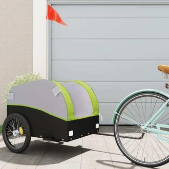 vidaXL Vidaxl - Remolque Para Bicicleta Hierro Negro Y Verde 45 Kg