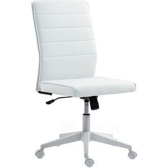 HOMCOM Sedia Ergonomica e Regolabile da Ufficio con Schienale Ricurvo Bianco