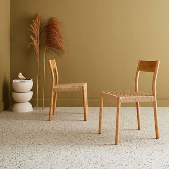 Sweeek Pair Of Textured Boucle Chairs in Light Brown