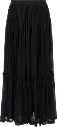 Saint Laurent Rok met ruches - Dames - Maxi Rokken - Zwart - XS - Rokken