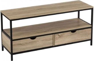 Unimasa Mueble TV moderno de acero negro con 2 cajones de 57x39x120cm