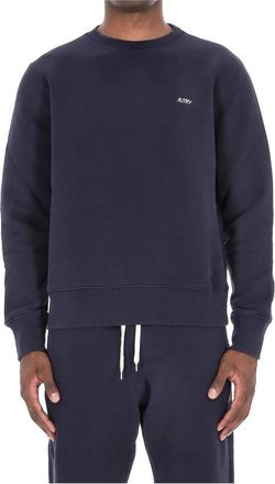 Autry Blauwe Katoenen Trui met Ronde Hals - Heren - Sweatshirts - Blauw - M - Katoen - Hoodies & sweatvesten