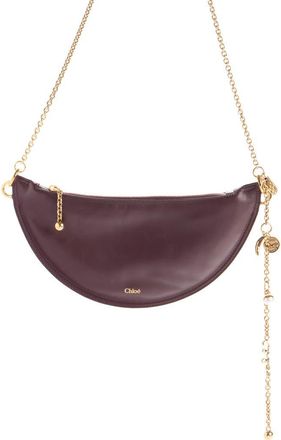 Chloé Mini Icons Leather Half Moon Crossbody Bag in Grenat at Nordstrom