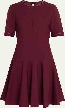 Marni Drop-Waist Wool Crepe Short-Sleeve Dress
