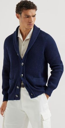 Brunello Cucinelli English rib knit cardigan in Navy Blue at Nordstrom, Size 50 It
