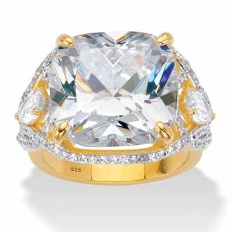 Palm Beach Jewelry 7.40 Cttw. Cushion Cubic Zirconia 14k Gold-plated Silver Engagement Ring