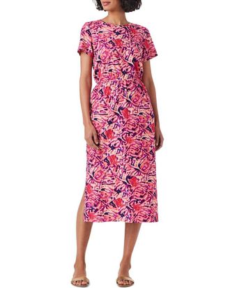Nic+Zoe Nic+Zoe Blurred Floral Side Slit Midi Dress