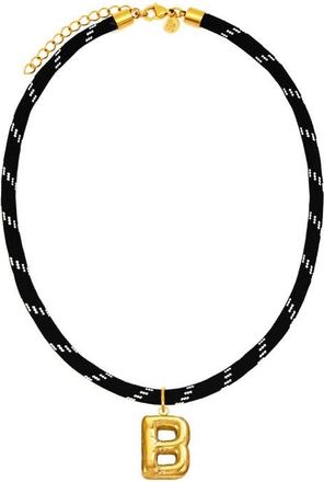 Petit Moments Bubble Initial Pendant Cord Necklace in Black-B at Nordstrom