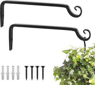 OEM Colgadores Para Plantas (2 Unidades), Soportes Para Flores, Ganchos De Pared, Gran Capacidad De Carga, 25 Cm De Largo, Negro