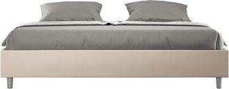 Itamoby Letto Matrimoniale King size rivestito in Similpelle - azelia - Colore: Tortora - Dimensione Rete: 180x200 - Tipologia Letto: Con Rete