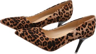 Supvox Leopard Print Pointed Toe Women High Heel Pumps Fashion Single Heels Size 39 Party Shoes for Ladies