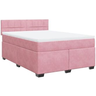 vidaXL Vidaxl - Cama Box Spring Con Colch&oacute;n Terciopelo Rosa 140x190 Cm
