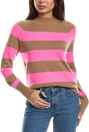 The Cashmere Project The Cashmere Project Striped Mini Mock Neck Cashmere Sweater
