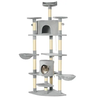 OEM &Aacute;rbol Rascador Para Gatos 200 Cm Torre Para Gatos Con 2 Cuevas 2 Hamacas Cama Postes De Sisal 60x60x200 Cm Gris