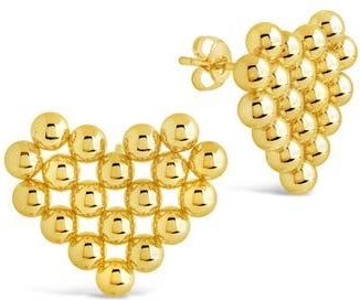 Sterling Forever Meredith Beaded Heart Stud Earrings in Gold at Nordstrom Rack