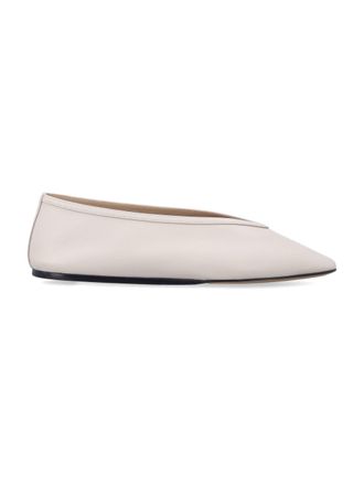 Le Monde Beryl Luna Handsewn Ecru Lambskin Flat Slippers